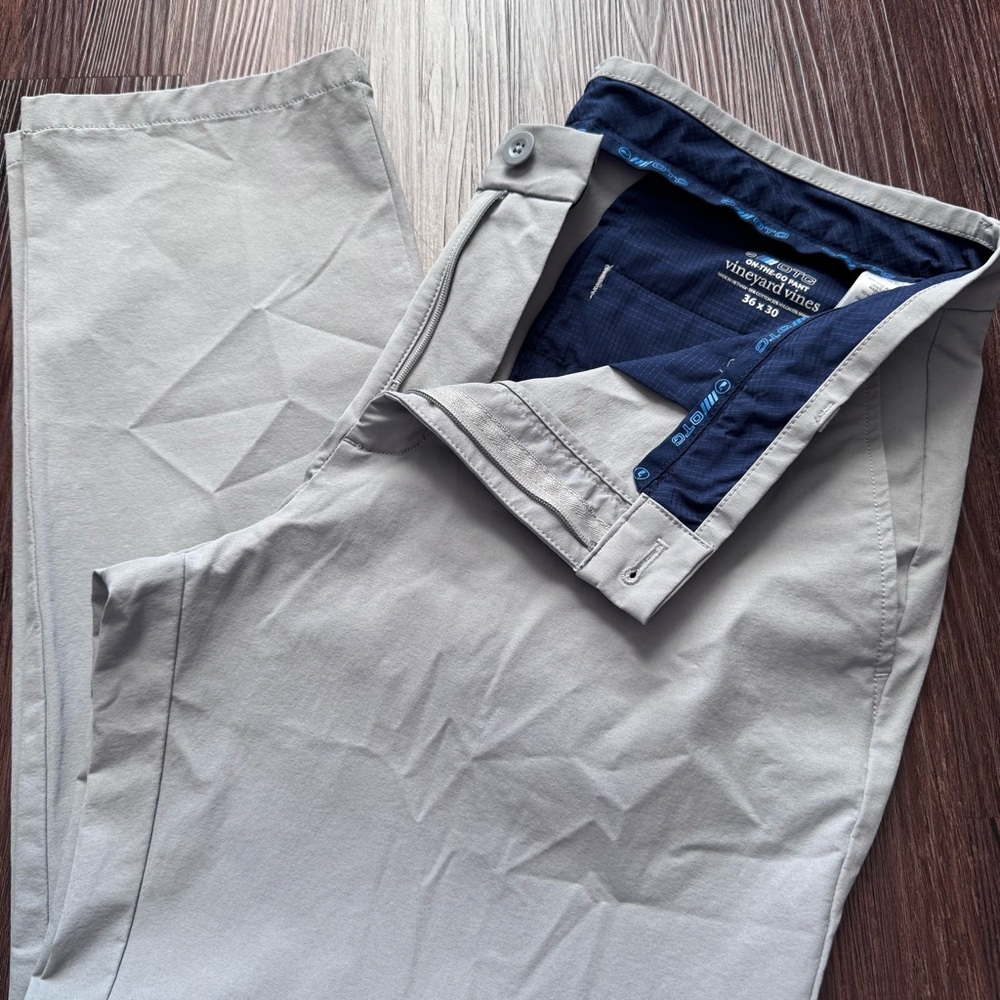Vineyard Vines Pants Men 36x30 Gray Lightweight On The Go Performance Golf Chino